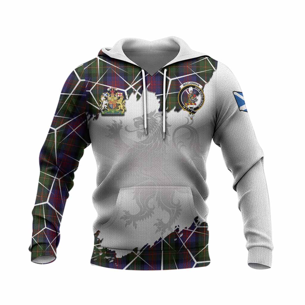 MacLennan (McLennan) Tartan Knitted Hoodie with Family Crest and Lion Rampant Grunge Style