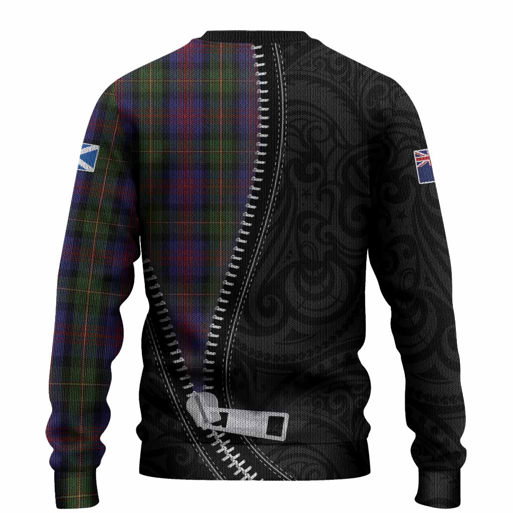 MacLennan (McLennan) Tartan Knitted Sweater New Zealand Pattern Unique Zipper Stylized