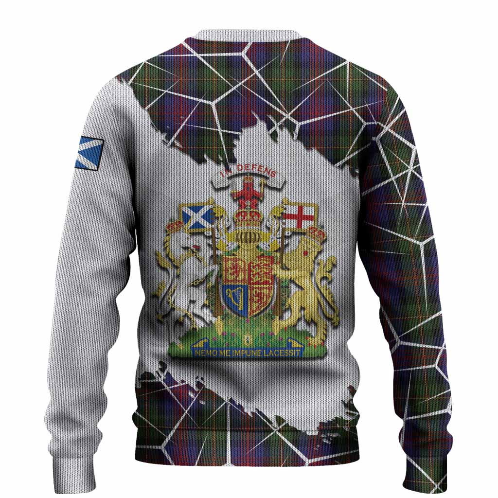 MacLennan (McLennan) Tartan Knitted Sweater with Family Crest and Lion Rampant Grunge Style