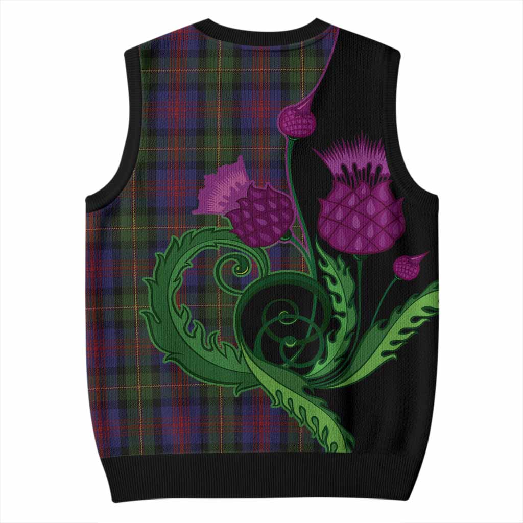 MacLennan (McLennan) Tartan Knitted V-Neck Vest Traditional Scottish Thistle