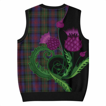 MacLennan (McLennan) Tartan Knitted V-Neck Vest Traditional Scottish Thistle