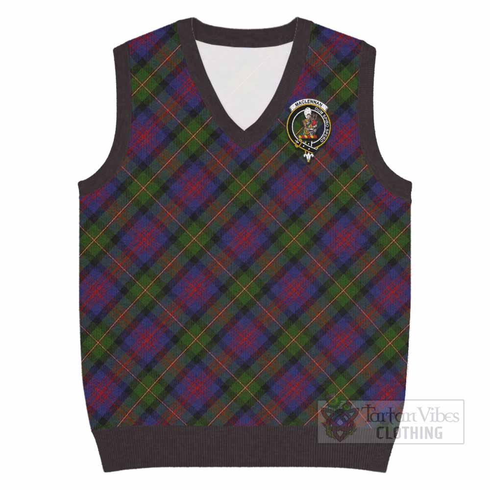 MacLennan (McLennan) Tartan Knitted V-Neck Vest with Family Crest Cross Style