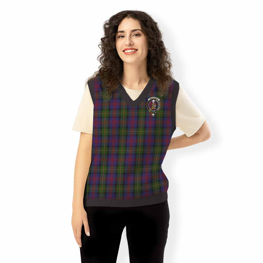 MacLennan (McLennan) Tartan Knitted V-Neck Vest with Family Crest - Tartan Vibes Clothing