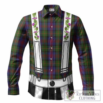 MacLennan (McLennan) Tartan Lederhosen Costume Long Sleeve Button Shirts Scotland Thistle Floral