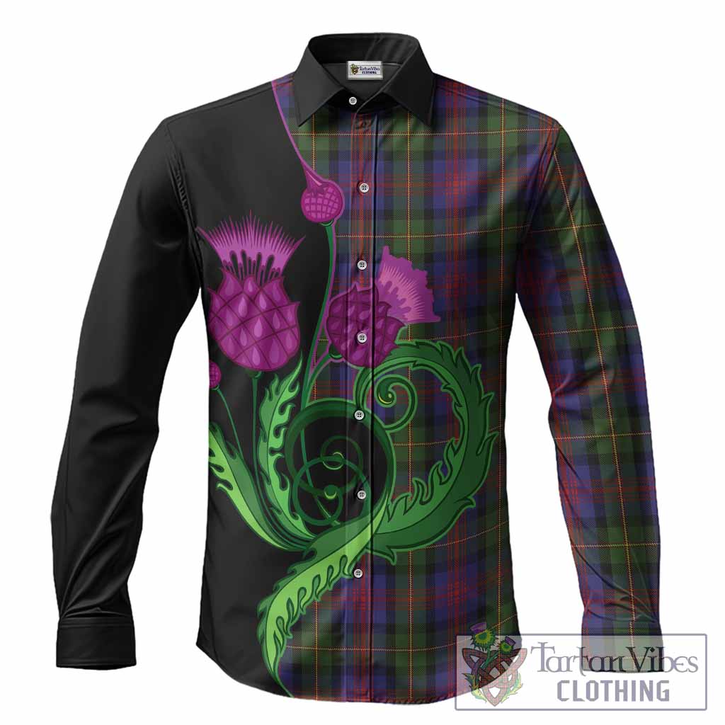 MacLennan (McLennan) Tartan Long Sleeve Button Shirts Traditional Scottish Thistle