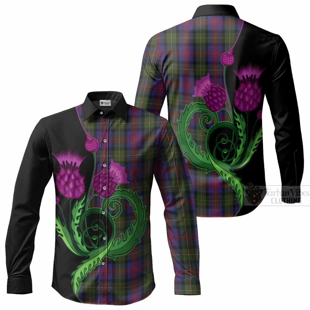 MacLennan (McLennan) Tartan Long Sleeve Button Shirts Traditional Scottish Thistle