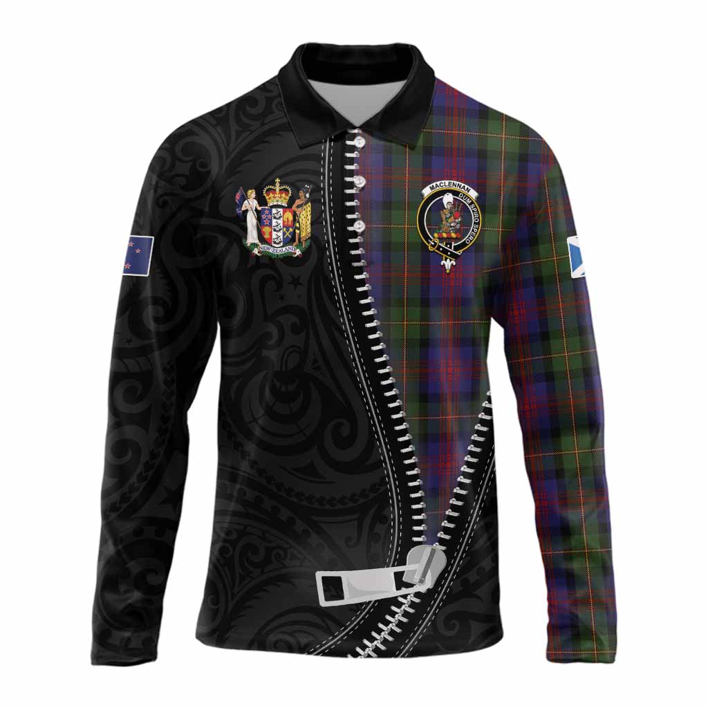 MacLennan (McLennan) Tartan Long Sleeve Polo Shirt New Zealand Pattern Unique Zipper Stylized