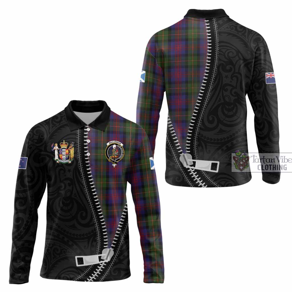 MacLennan (McLennan) Tartan Long Sleeve Polo Shirt New Zealand Pattern Unique Zipper Stylized