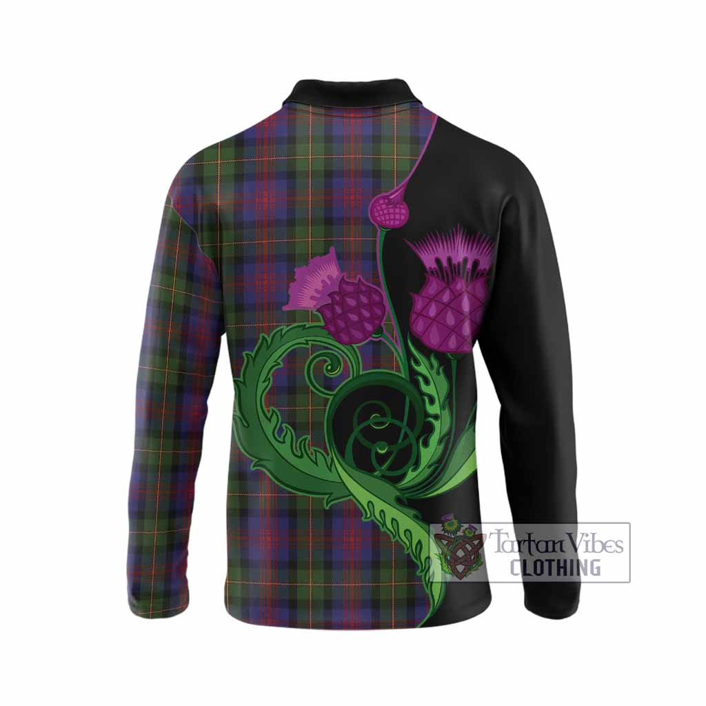 MacLennan (McLennan) Tartan Long Sleeve Polo Shirt Traditional Scottish Thistle