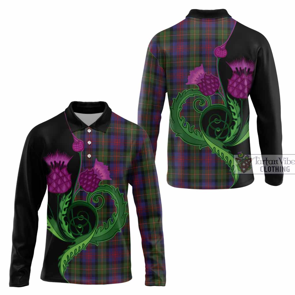 MacLennan (McLennan) Tartan Long Sleeve Polo Shirt Traditional Scottish Thistle