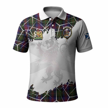 MacLennan (McLennan) Tartan Polo Shirt with Family Crest and Lion Rampant Grunge Style