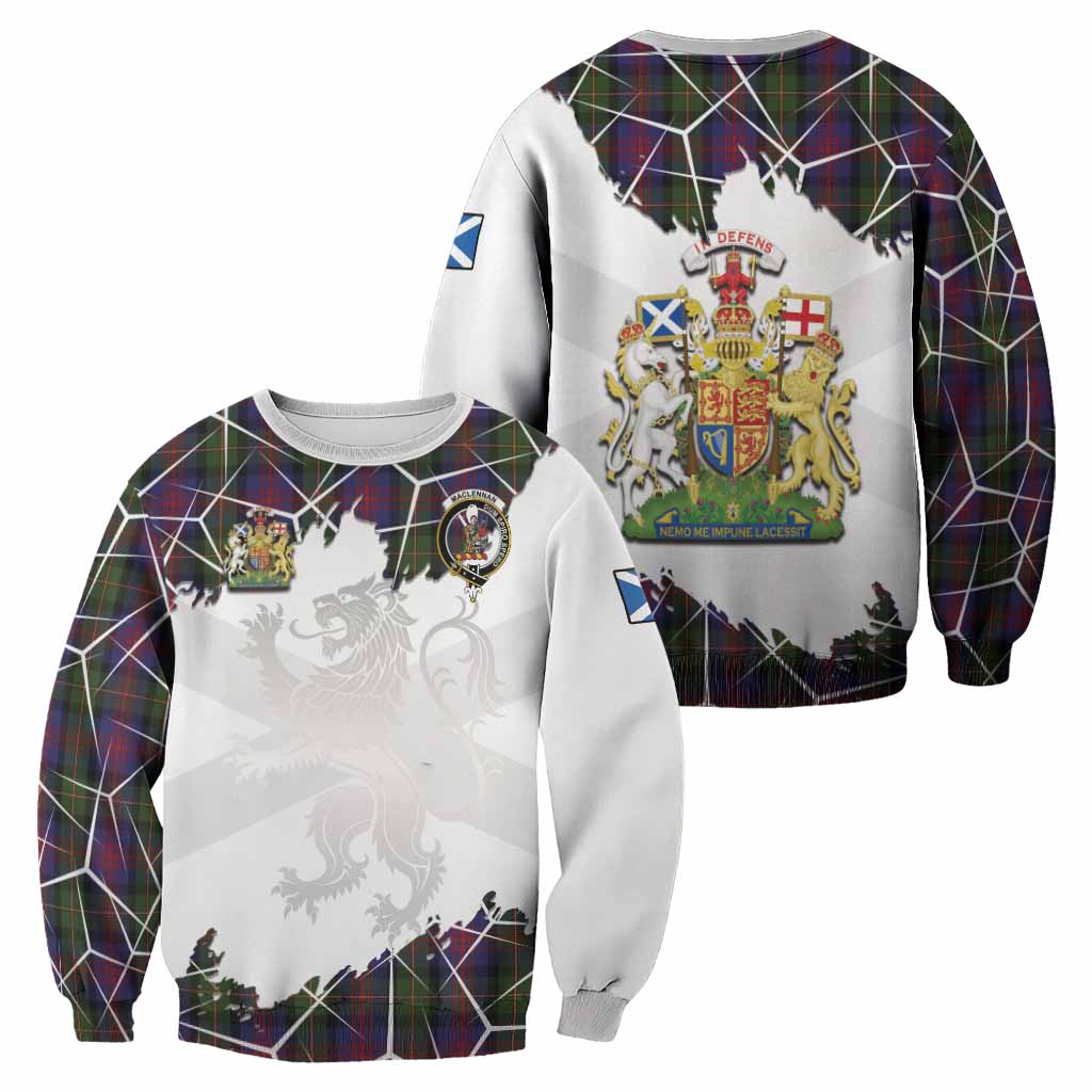 MacLennan (McLennan) Tartan Sweatshirt with Family Crest and Lion Rampant Grunge Style
