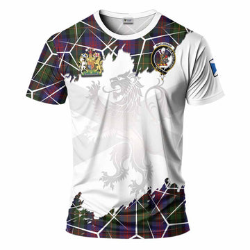 MacLennan (McLennan) Tartan T-Shirt with Family Crest and Lion Rampant Grunge Style