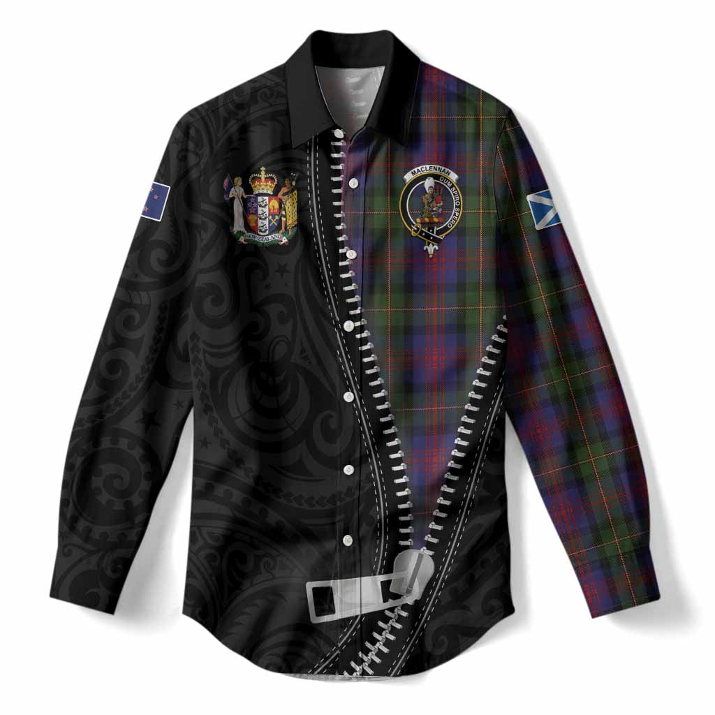 MacLennan (McLennan) Tartan Women Casual Shirt New Zealand Pattern Unique Zipper Stylized