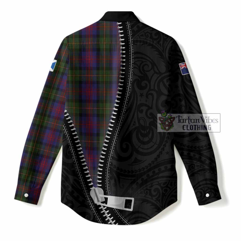 MacLennan (McLennan) Tartan Women Casual Shirt New Zealand Pattern Unique Zipper Stylized