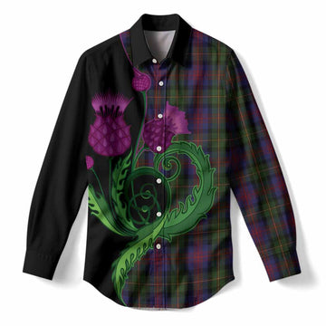 MacLennan (McLennan) Tartan Women Casual Shirt Traditional Scottish Thistle