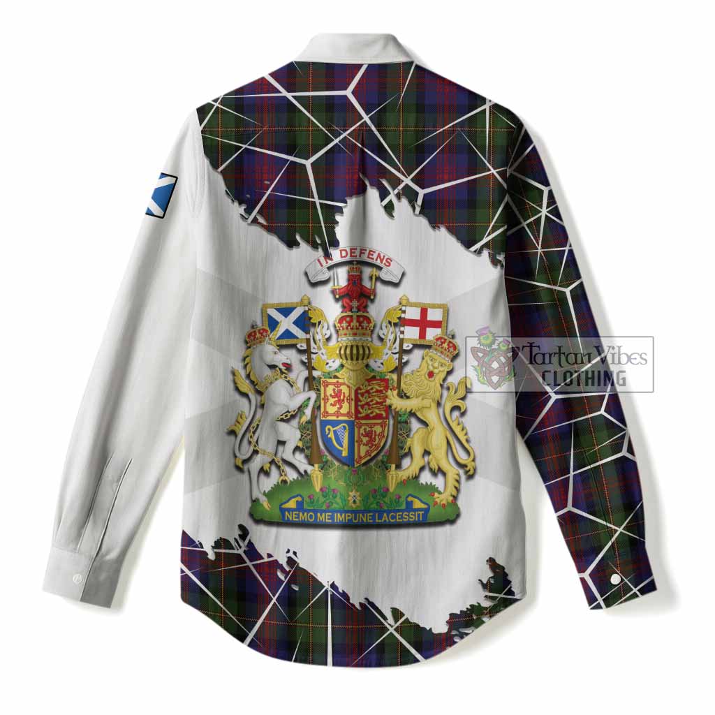 MacLennan (McLennan) Tartan Women Casual Shirt with Family Crest and Lion Rampant Grunge Style