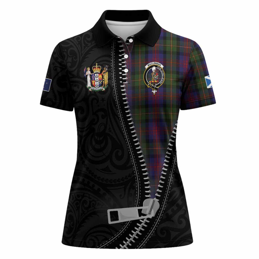 MacLennan (McLennan) Tartan Women Polo Shirt New Zealand Pattern Unique Zipper Stylized