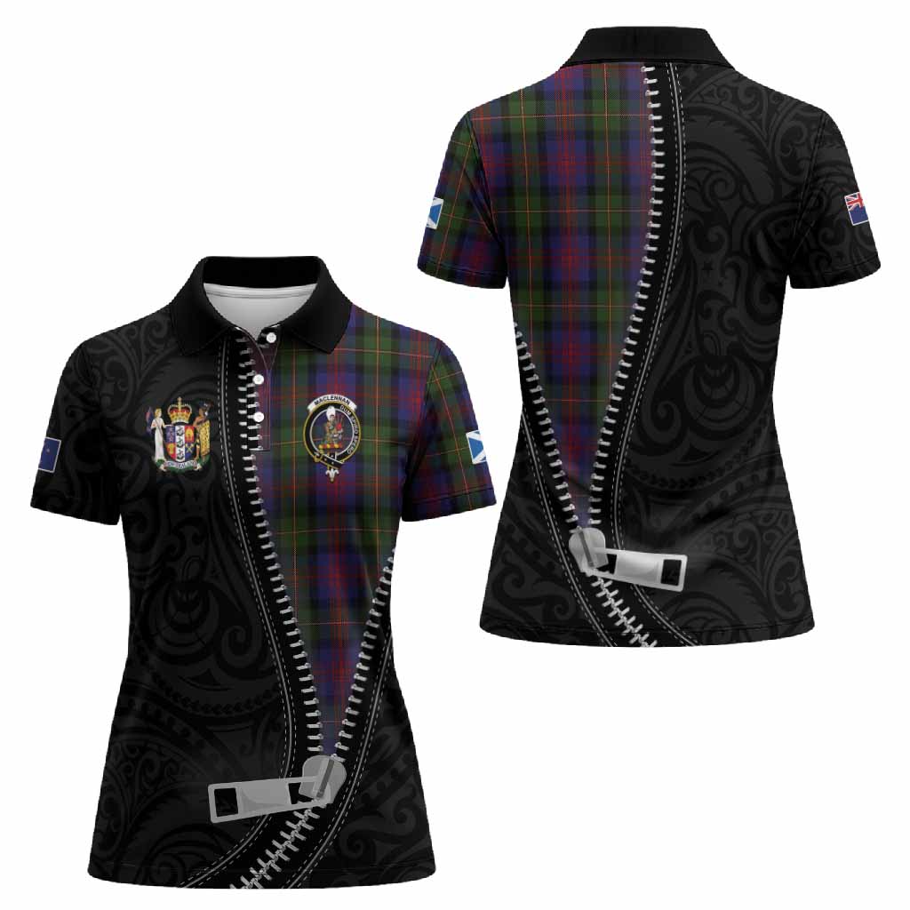 MacLennan (McLennan) Tartan Women Polo Shirt New Zealand Pattern Unique Zipper Stylized
