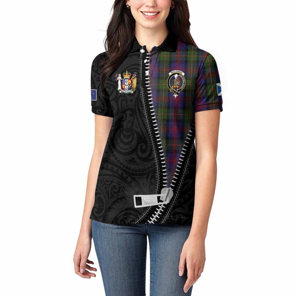MacLennan (McLennan) Tartan Women Polo Shirt New Zealand Pattern Unique Zipper Stylized