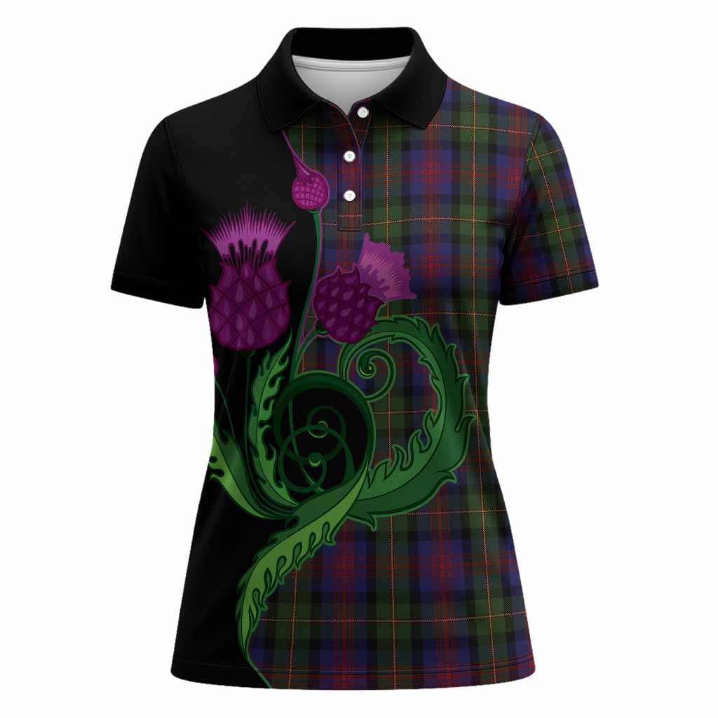 MacLennan (McLennan) Tartan Women Polo Shirt Traditional Scottish Thistle