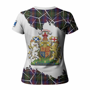 MacLennan (McLennan) Tartan Women T shirt with Family Crest and Lion Rampant Grunge Style