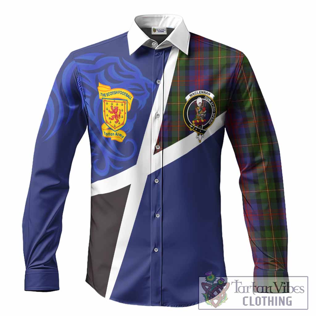MacLennan (McLennan) The Scottish Football Crest Long Sleeve Button Shirts Lion-Tartan Army