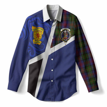 MacLennan (McLennan) The Scottish Football Crest Women Casual Shirt Lion-Tartan Army
