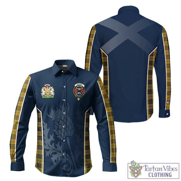 MacLeod Tartan Long Sleeve Button Up Shirt with Family Crest and Scottish Thistle Vibes Sport Style