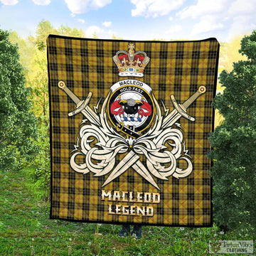 MacLeod Tartan Quilt with Clan Crest and the Golden Sword of Courageous Legacy