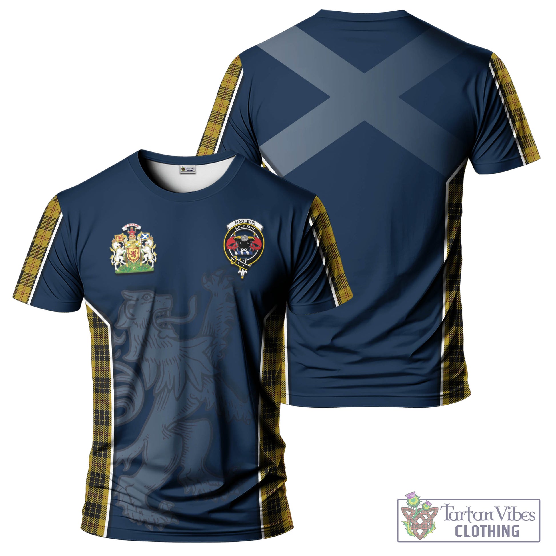 Tartan Vibes Clothing MacLeod Tartan T-Shirt with Family Crest and Lion Rampant Vibes Sport Style