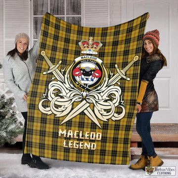 MacLeod Tartan Blanket with Clan Crest and the Golden Sword of Courageous Legacy