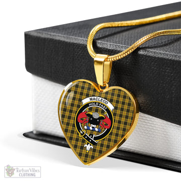 MacLeod Tartan Heart Necklace with Family Crest