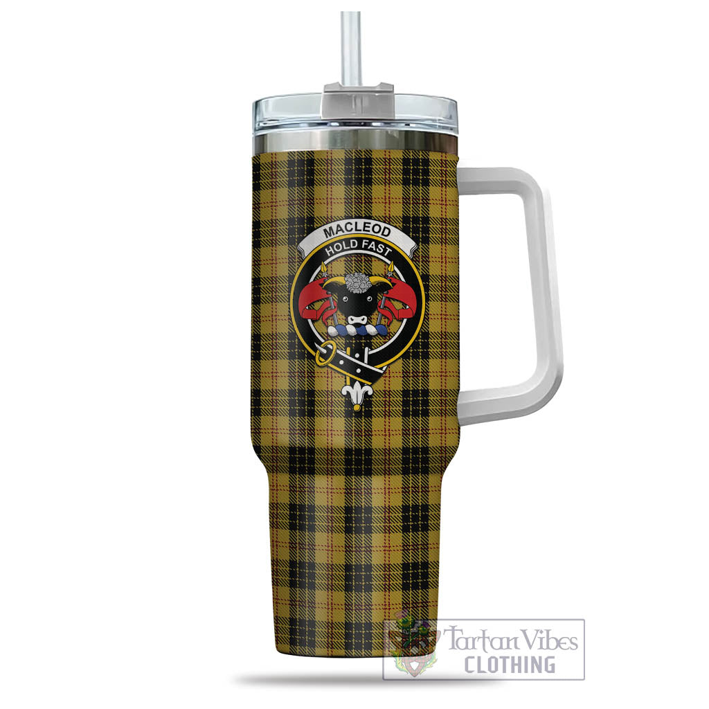 Tartan Vibes Clothing MacLeod Tartan and Family Crest Tumbler with Handle