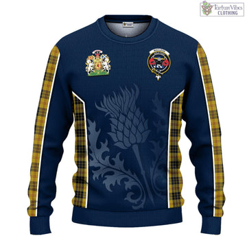 MacLeod Tartan Knitted Sweatshirt with Family Crest and Scottish Thistle Vibes Sport Style
