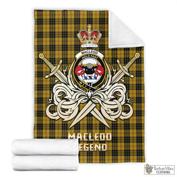 MacLeod Tartan Blanket with Clan Crest and the Golden Sword of Courageous Legacy