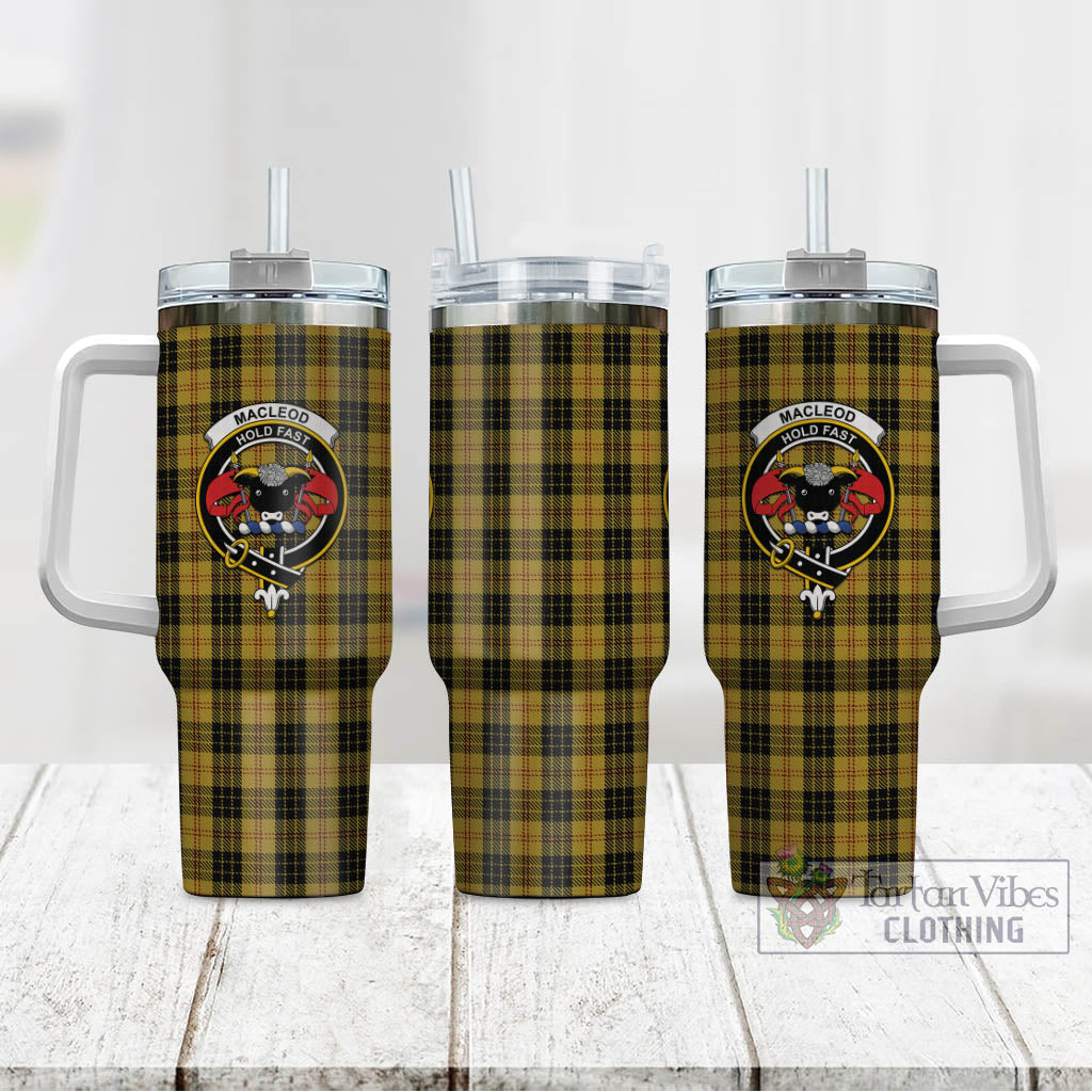 Tartan Vibes Clothing MacLeod Tartan and Family Crest Tumbler with Handle