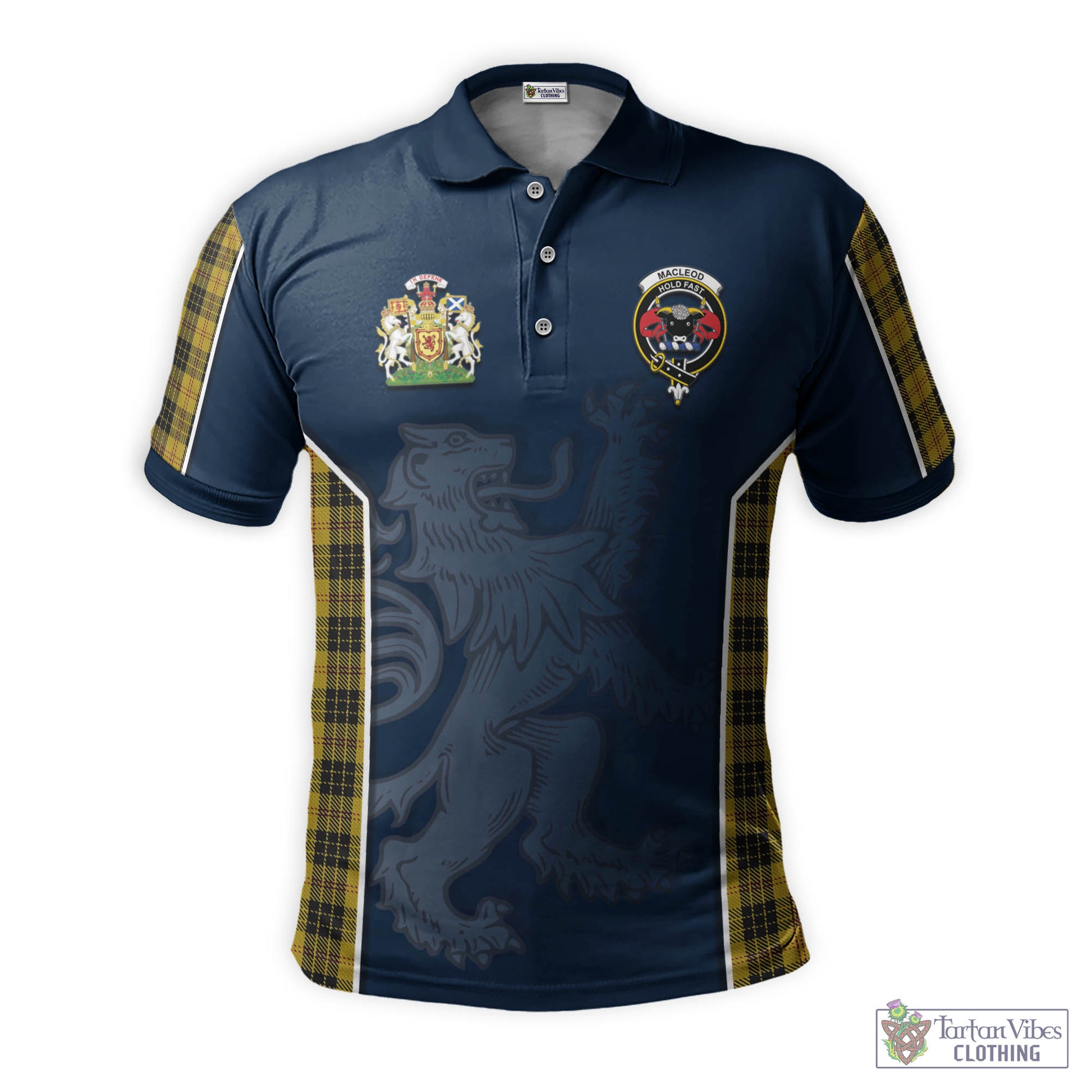 Tartan Vibes Clothing MacLeod Tartan Men's Polo Shirt with Family Crest and Lion Rampant Vibes Sport Style
