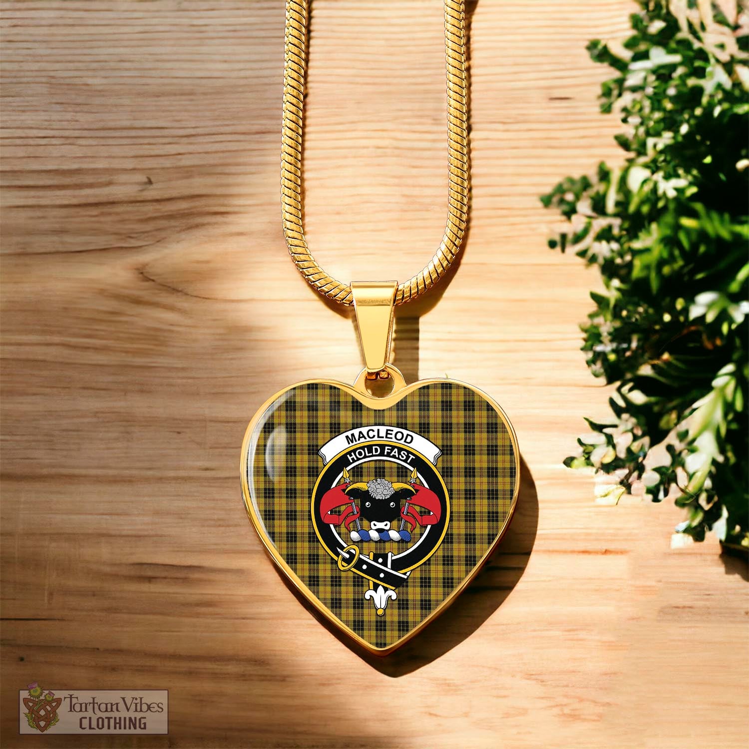 Tartan Vibes Clothing MacLeod Tartan Heart Necklace with Family Crest