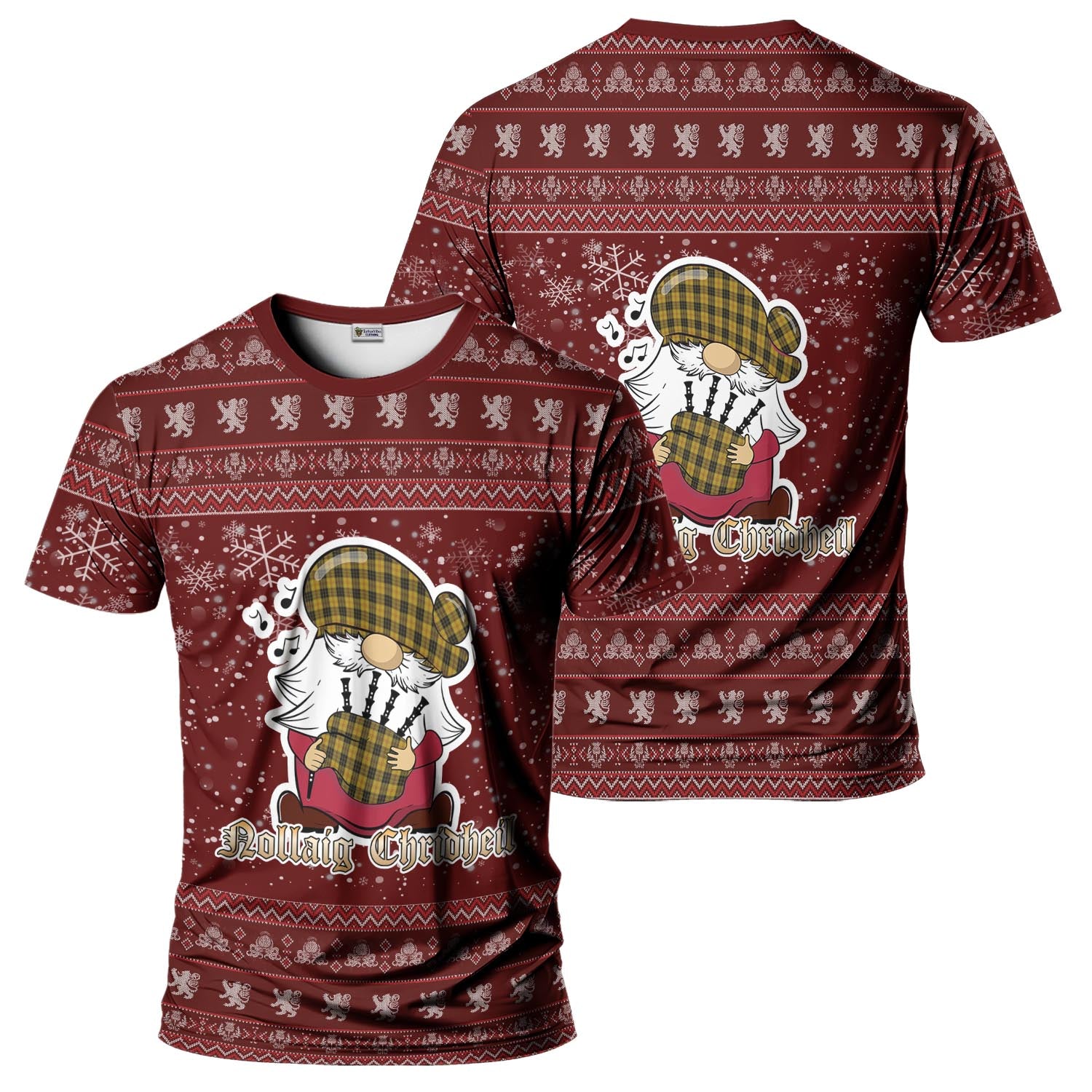 MacLeod Clan Christmas Family T-Shirt with Funny Gnome Playing Bagpipes - Tartanvibesclothing