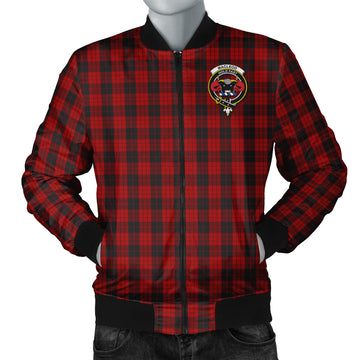 MacLeod Black and Red Tartan Bomber Jacket with Family Crest