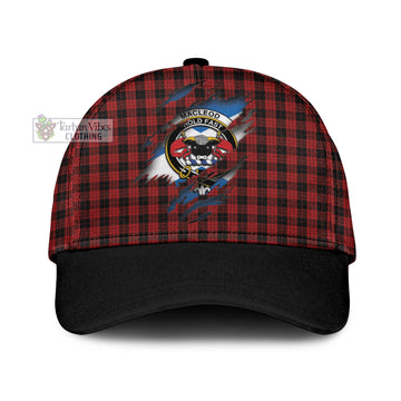 MacLeod Black and Red Tartan Classic Cap with Family Crest In Me Style