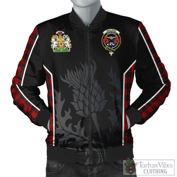 MacLeod Black and Red Tartan Bomber Jacket with Family Crest and Scottish Thistle Vibes Sport Style