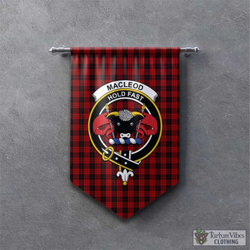 MacLeod Black and Red Tartan Gonfalon, Tartan Banner with Family Crest