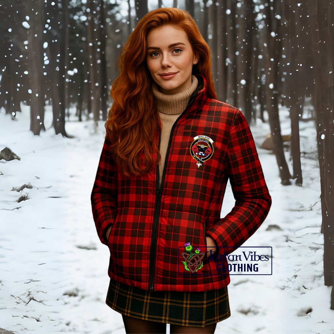 MacLeod Black and Red Tartan Padded Jacket with Family Crest