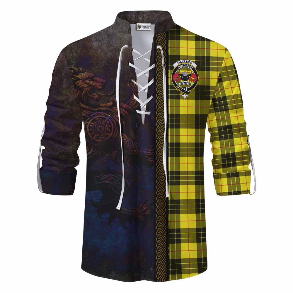 Tartan Vibes Clothing MacLeod (McLeod) Tartan Family Crest Ghillie Kilt Shirt Alba Gu Brath Be Brave Lion Ancient Style