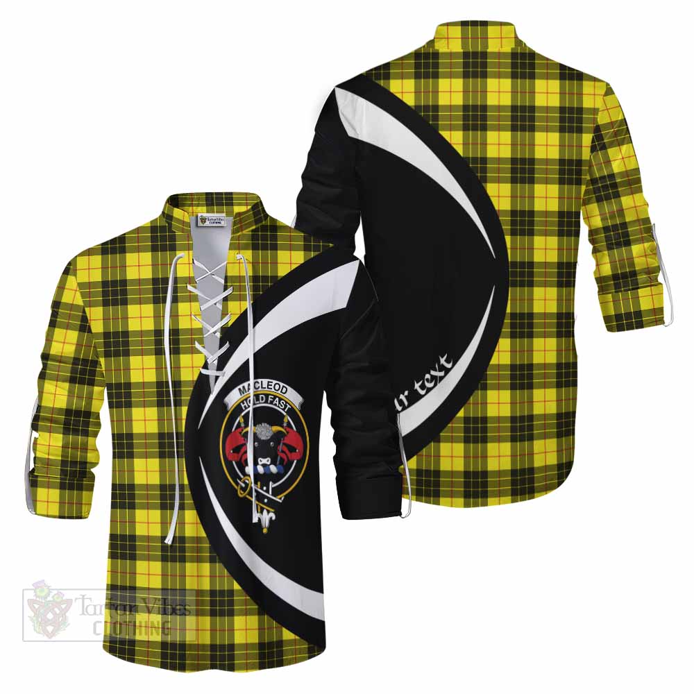 Tartan Vibes Clothing MacLeod (McLeod) Tartan Ghillie Kilt Shirt with Family Crest Circle Style