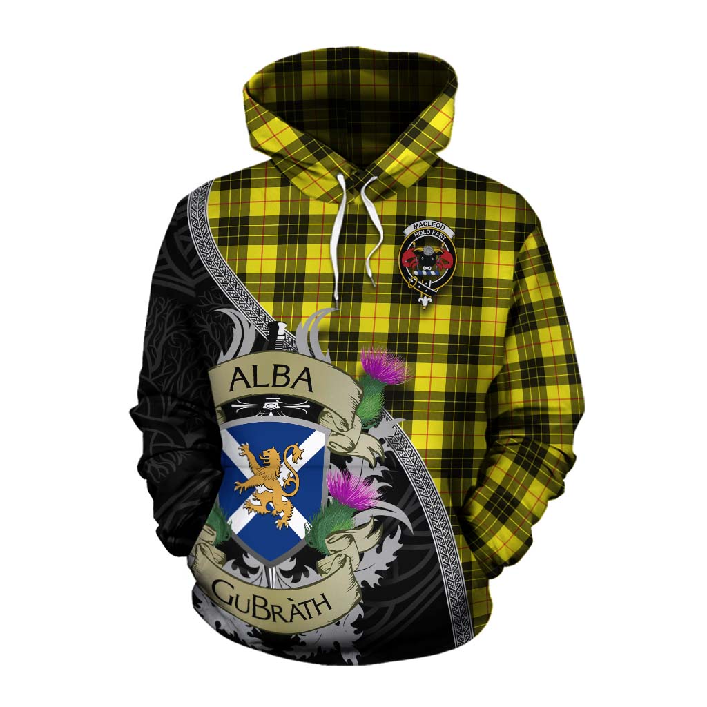 Tartan Vibes Clothing MacLeod (McLeod) Tartan Family Crest Cotton Hoodie Lion Rampant Royal Thistle Shield Celtic Inspired