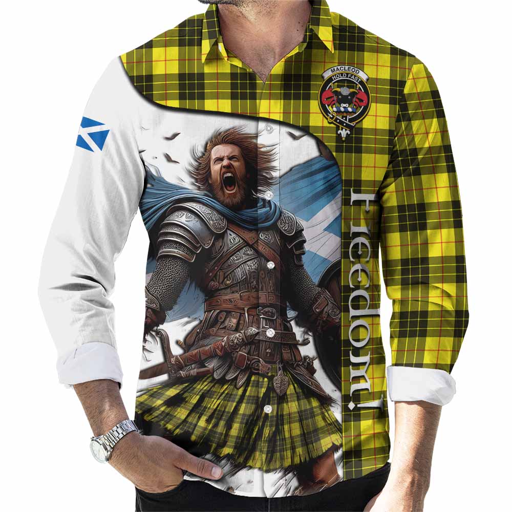 Tartan Vibes Clothing MacLeod (McLeod) Crest Tartan Long Sleeve Button Shirt Inspired by the Freedom of Scottish Warrior
