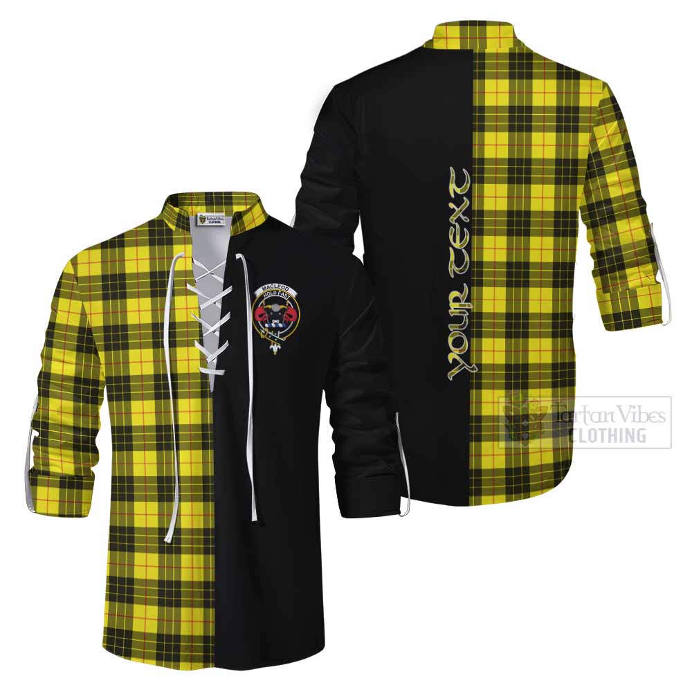 Tartan Vibes Clothing MacLeod (McLeod) Tartan Ghillie Kilt Shirt with Family Crest and Half Of Me Style